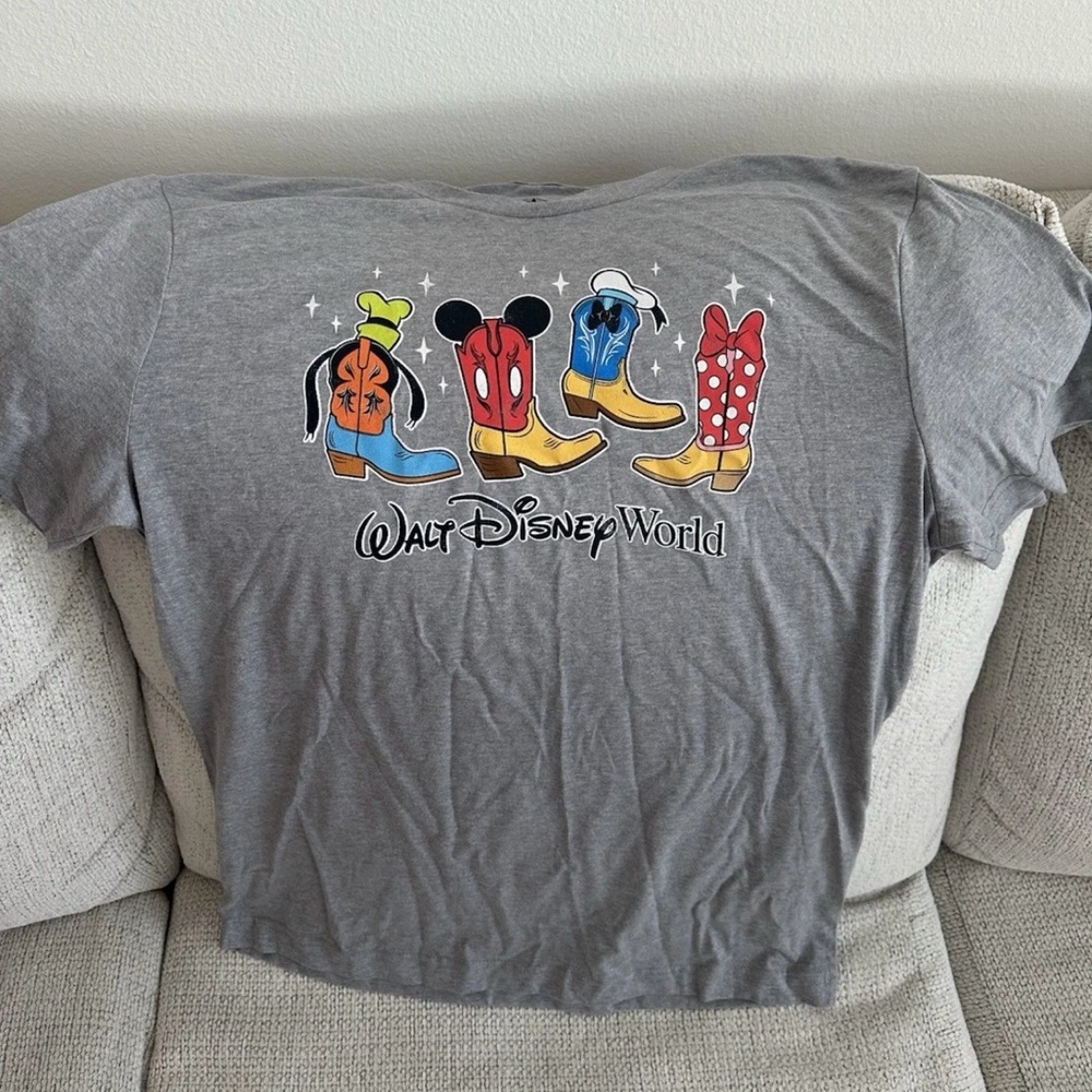 Disney Gray Short Sleeve Tee with Mickey Mouse Ears